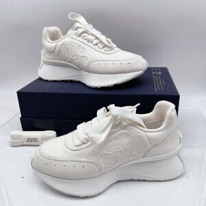 Alexander McQueen Sprint Runner Lace Up Platform Sneakers White Womens EU 36.5